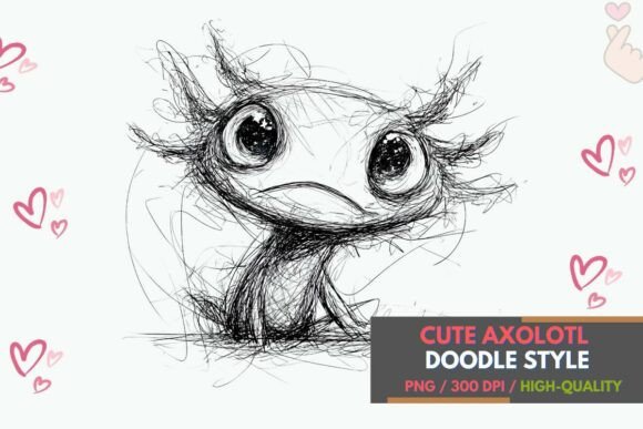 Big Eyes Axolotl Scribble PNG Art: A New Dimension for Digital Creativity