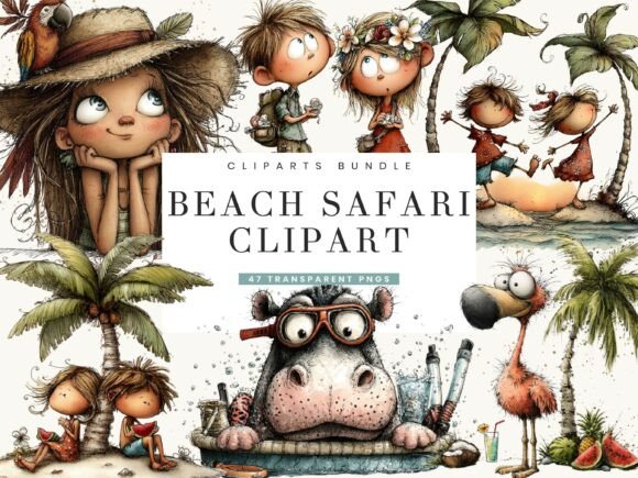 Blending Wild Adventure with Coastal Calm: The Rise of the Watercolor Beach Safari Clipart Bundle