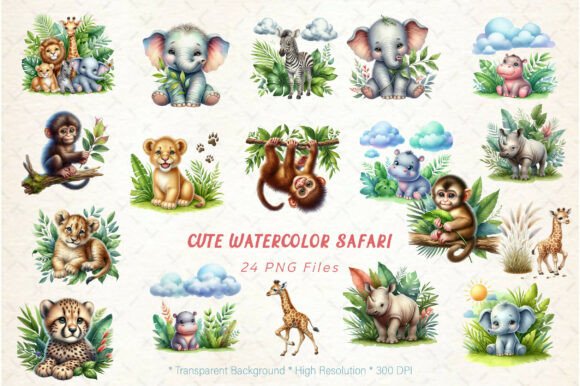 Cute Watercolor Safari Clipart: Bringing the Wild to Your Creative Projects