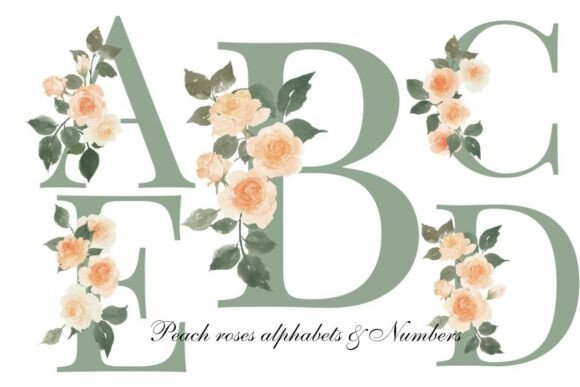 Elevating Digital Craftsmanship with Sage Green Watercolor Floral Alphabets