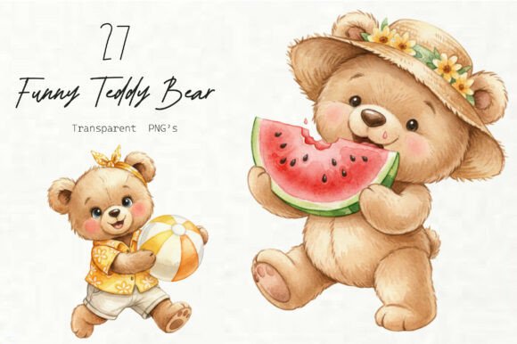 Funny Summer Teddy Bear Clipart: The Perfect Addition to Your Creative Projects