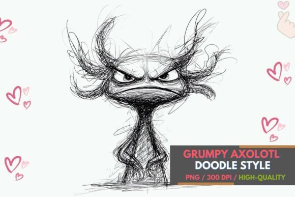 Grumpy Axolotl PNG Clipart Sublimation