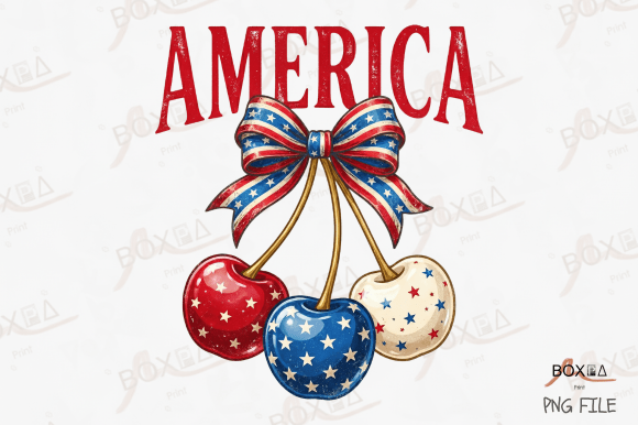 July 4th America Cherry Coquette Bow PNG