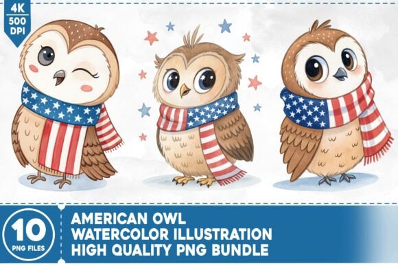 Kawaii American Owl Watercolor: A Creative Asset