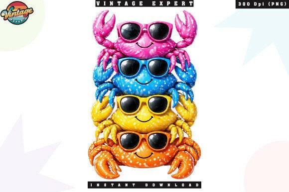Kawaii Crab with Sunglasses Beach PNG Evaluation
