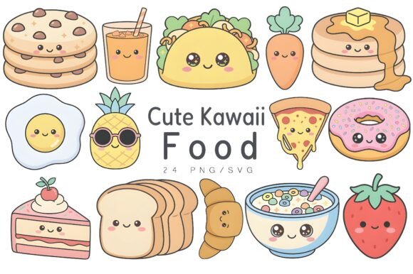 Kawaii Food Clipart Bundle for Creators