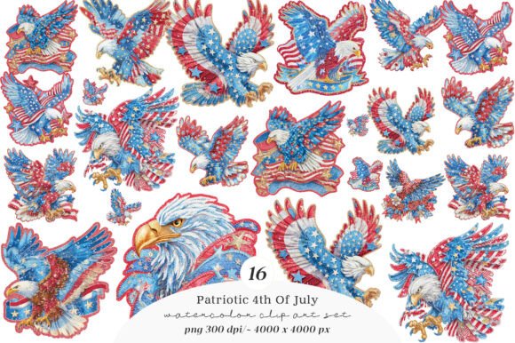 Patchwork Patriotic Eagle Clipart