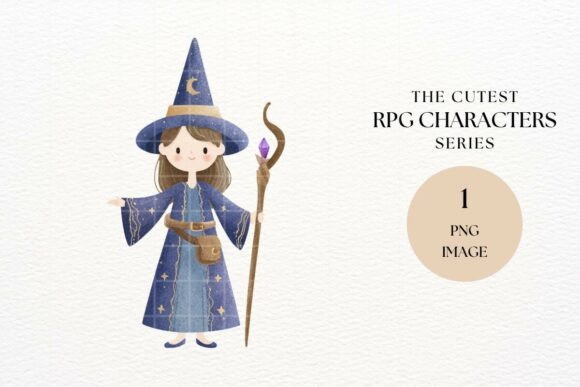 RPG Wizard Girl Crystal Staff PNG: A Creative Asset
