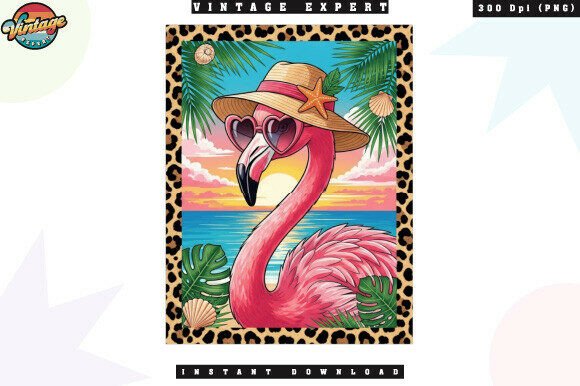Summer Flamingo Tropical Floral PNG