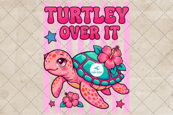 Turtley Over It Summer Turtle Stripe PNG: A Modern Graphic for Vibrant Designs