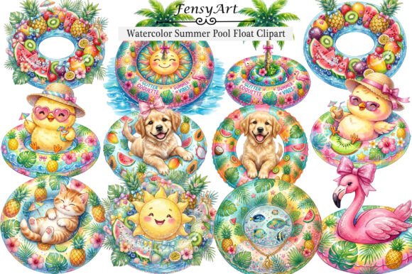 Watercolor Summer Pool Float Clipart: Elevate Your Creative Projects